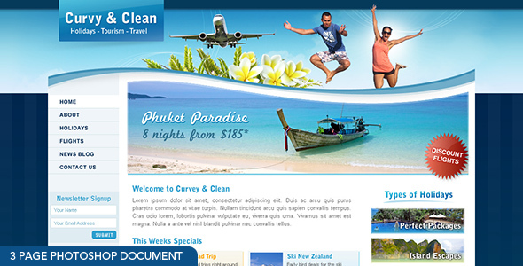 Download Curvy and Clean Travel – 3 page photoshop  Nulled 