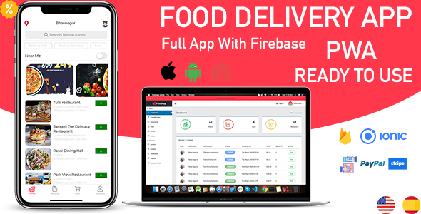 Download ionic 5 food delivery full (Android + iOS + Admin Panel PWA) app with firebase Nulled 
