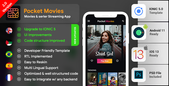 Download Online Video Streaming and Movies Android App + Movies iOS App Template| Online Series App | IONIC 5 Nulled 