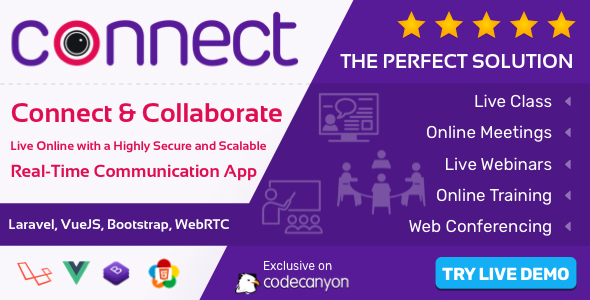 Download Connect – Live Class, Meeting, Webinar, Online Training & Web Conference Nulled 
