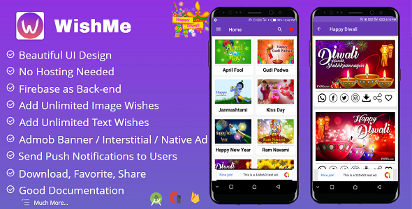 Download WishMe – Festival Wishes Android App With Firebase Back-end Nulled 