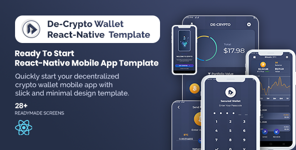Download De-Crpyto Wallet – Cryptocurrency Mobile App React Native Template Nulled 
