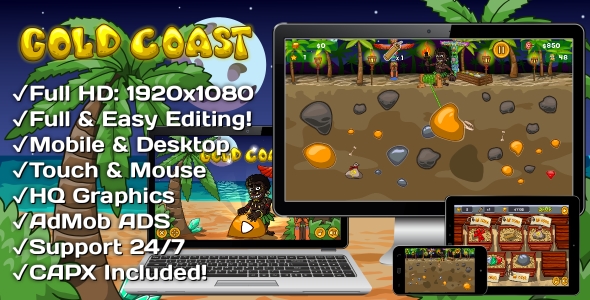 Download Gold Coast – HTML5 Game 20 Levels + Mobile Version! (Construct 3 | Construct 2 | Capx) Nulled 