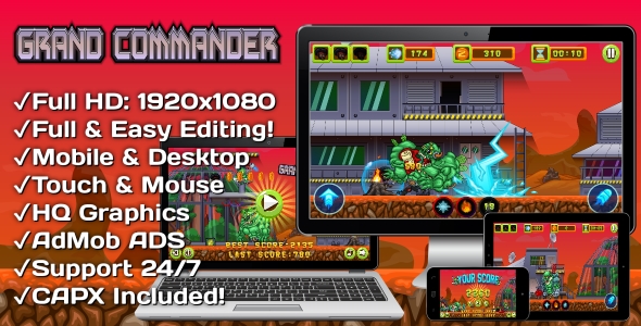 Download Grand Commander – HTML5 Game, Mobile Version+AdMob!!! (Construct 3 | Construct 2 | Capx) Nulled 