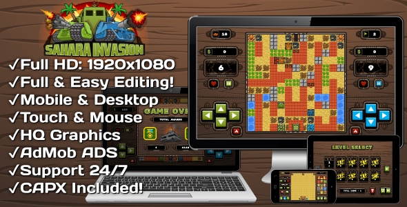 Download Sahara Invasion – HTML5 Game 120+ Levels & Constructor & Mobile! (Construct 3 | Construct 2 | Capx) Nulled 