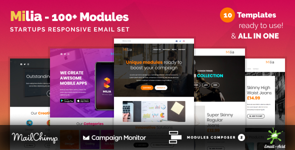 Download Milia – Responsive Email Set for Agencies, Startups & Creative Teams with Online Builder Nulled 
