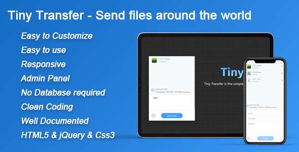 Download TinyTransfer – Send files around the world Nulled 