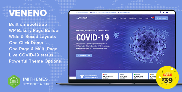 Download Veneno – Coronavirus Information WordPress Theme Nulled 