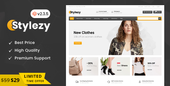 Download Stylezy – Responsive Magento 2 Theme Nulled 