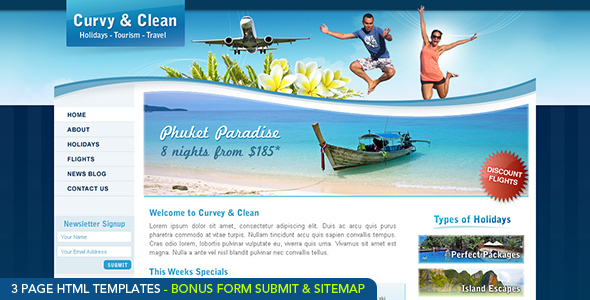 Download Curvy and Clean Travel Template – HTML Nulled 