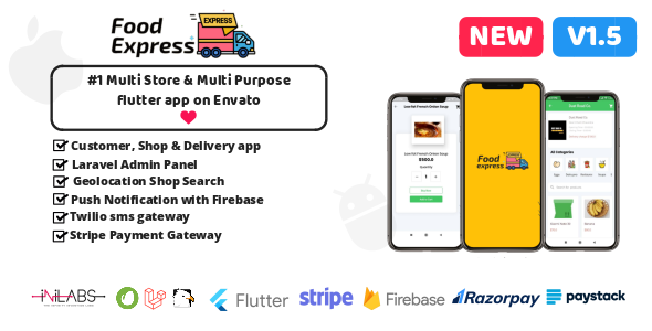 Download Food Express : Multi Store E-commerce, grocery, medicine, food order app with Laravel Admin Panel Nulled 