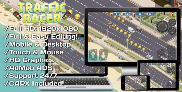 Download Traffic Racer – HTML5 Game + Mobile Version! (Construct 3 | Construct 2 | Capx) Nulled 