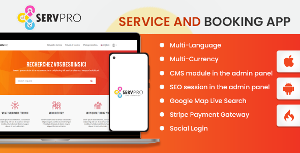 Download SERVPRO – On Demand Nearby Service Provider & Booking Finder App (Web + Android + iOS) Nulled 
