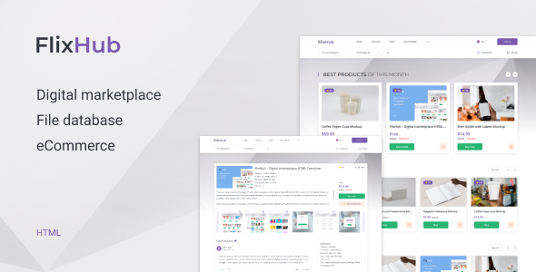 Nulled Flixhub Digital Marketplace Html Template Free Download Themes Download