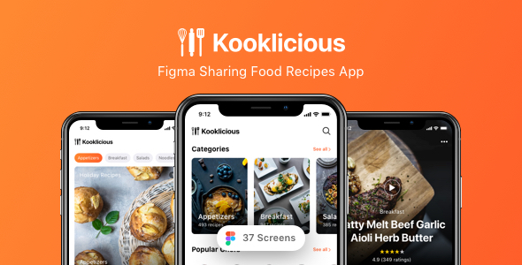 Download Kooklicious – Figma Sharing Food Recipes App Nulled 