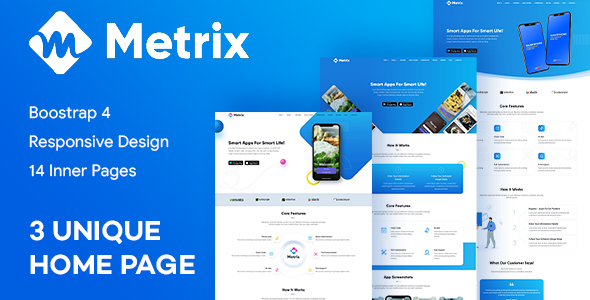 Download Metrix – App Landing Page Html Template Nulled 