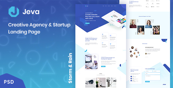 Download Jeva – Creative Agency & Startup Landing Page Nulled 