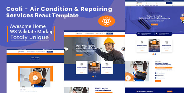 Download Cooli – Air Conditioning & Repiring Services React Template Nulled 