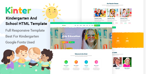 Download Kinter — Kids Kindergarten & School HTML5 Template Nulled 