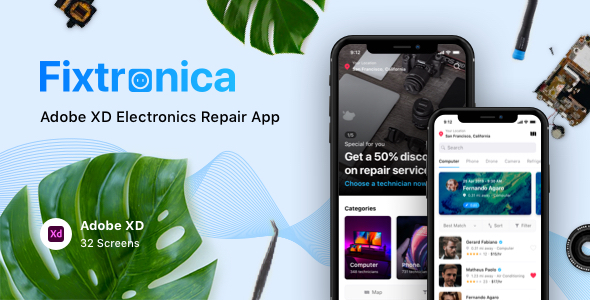 Download Fixtronica – Adobe XD Electronics Repair App Nulled 