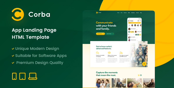 Download Corba – App Landing Page HTML Template Nulled 