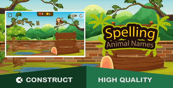 Nulled Spelling Animal Names HTML5 Game (c3p) free download