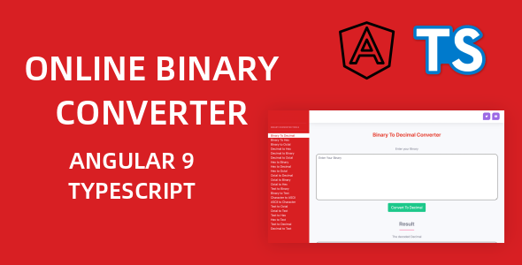 [Download] Online Binary Converter Tools Full Production Ready Application (Angular 9) 