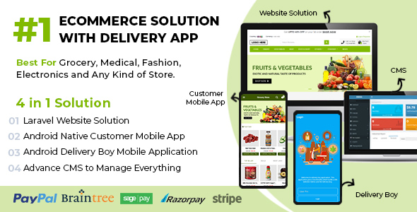 Download Ecommerce Solution with Delivery App For Grocery, Food, Pharmacy, Any Store / Laravel + Android Apps Nulled 