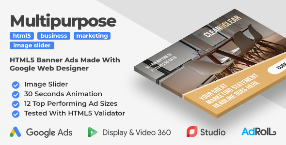 Download Clean & Clear – Multipurpose Animated HTML5 Banner Ad Templates (GWD) Nulled 
