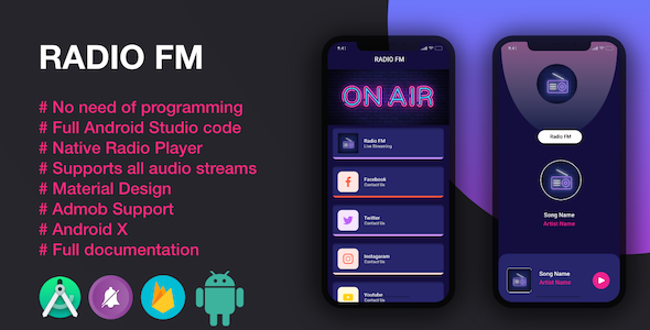 Download Radio App | Native Android Radio App with AdMob Ads Nulled 