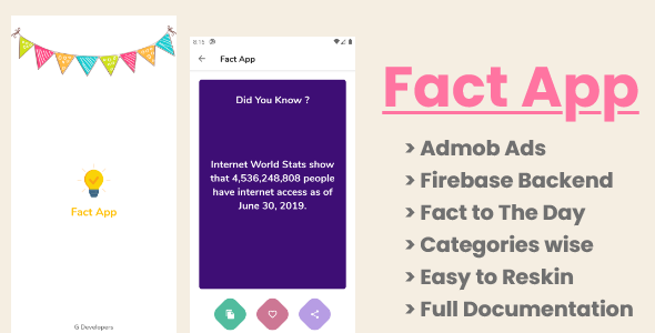 Download Fact App – Android app with Admob ads and Firebase Backend Nulled 