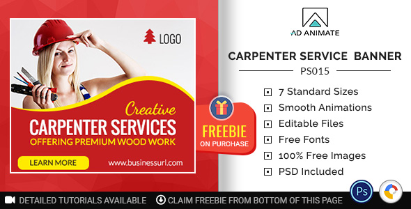 Download Professional Services | Carpenter Service Banner (PS015) Nulled 