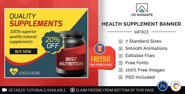 Download Health & Fitness | Health Supplement Banner (HF003) Nulled 