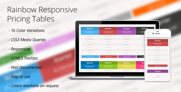Download CSS3: Rainbow Responsive Price Tables Nulled 