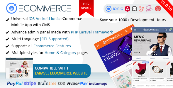 Download Ionic5 Ecommerce – Universal iOS & Android Ecommerce / Store Full Mobile App with Laravel CMS Nulled 