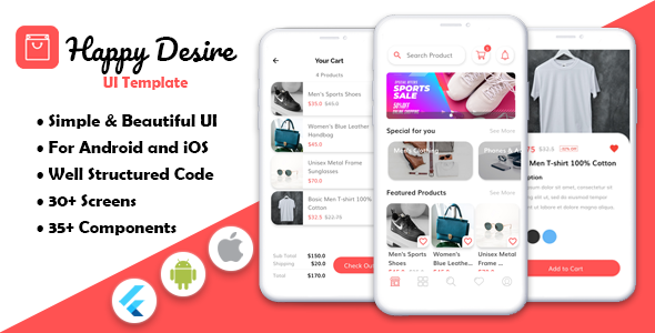 Download Happy Desire – Flutter Ecommerce App Template Nulled 