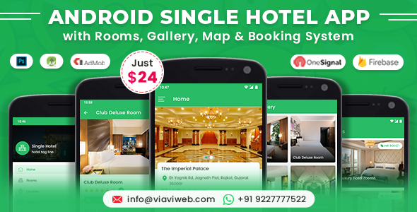 Nulled Android Single Hotel Application with Rooms, Gallery, Map & Booking System free download