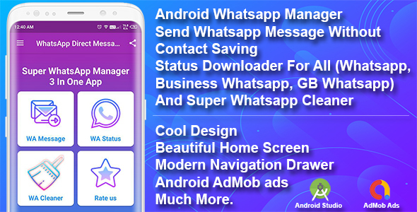 Nulled Whatsapp Manager Android App Source Code free download