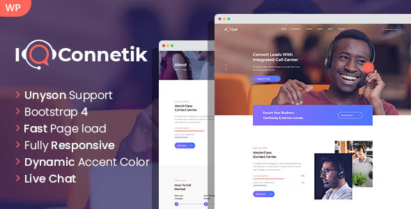 Download IQconnetik – Modern Call Center WordPress theme Nulled 