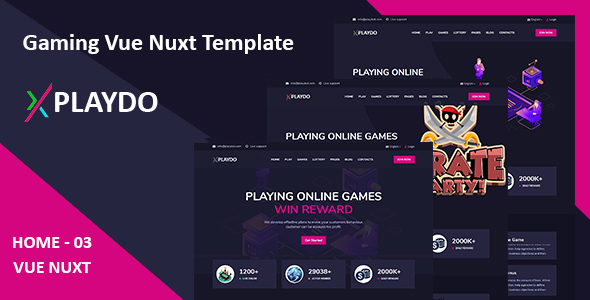 Download Playdo- Live Gaming & Games Studio Vue Nuxt Template. Nulled 