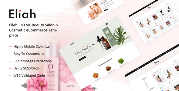 Download Eliah – HTML Beauty Salon & Cosmetic eCommerce Template Nulled 
