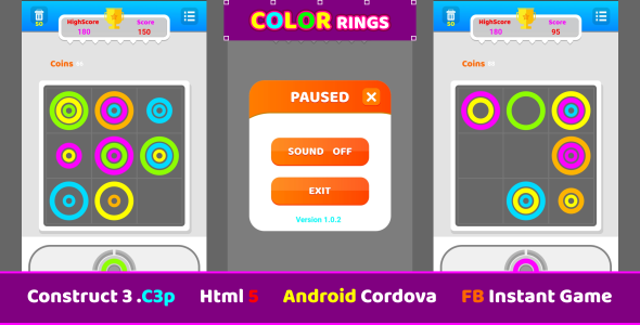 Download construct 3 color ring, puzzle game Nulled 