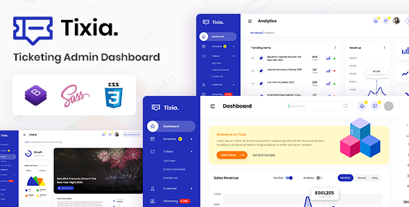 Download Tixia – Ticketing Admin Dashboard Bootstrap HTML Template Nulled 