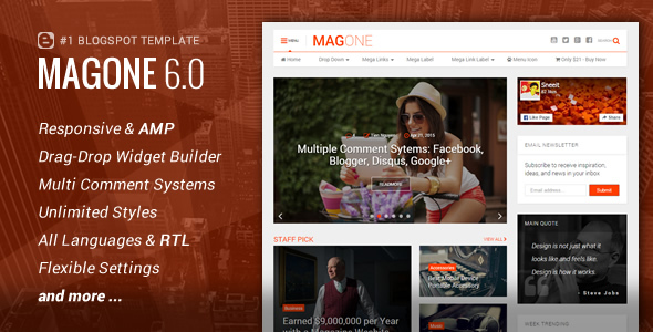 Download MagOne – Responsive News & Magazine Blogger Template Nulled 