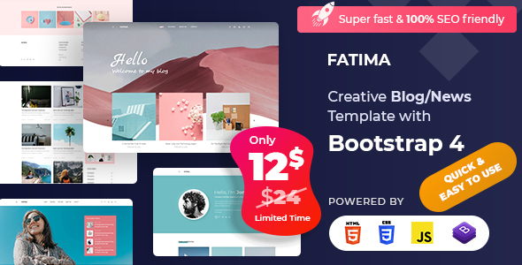Download Fatima – Creative Personal Blog Bootstrap 4 Template Nulled 