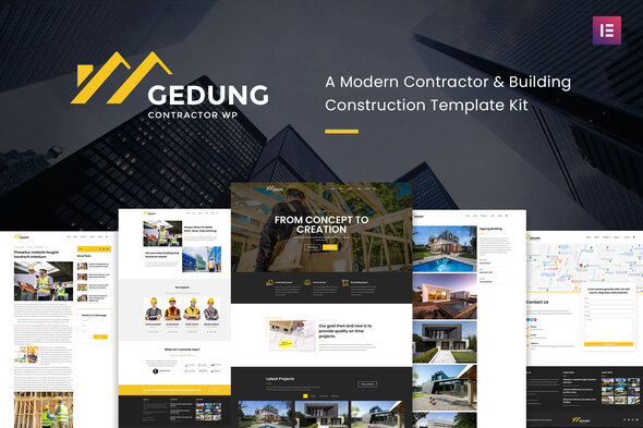 Download Gedung- Contractor & Building Construction Elementor Template Kit Nulled 