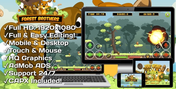 Download Forest Brothers – HTML5 Game + Mobile Version! (Construct 3 | Construct 2 | Capx) Nulled 