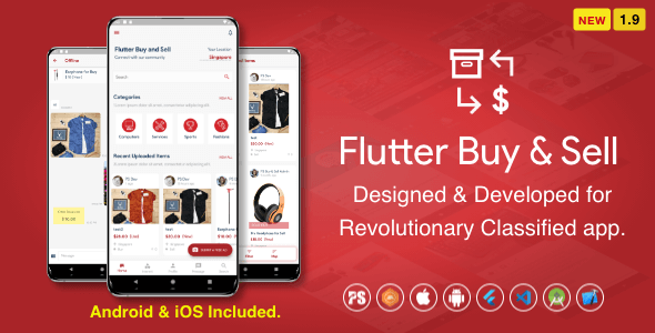 Download Flutter BuySell For iOS Android ( Olx, Mercari, Offerup, Carousell, Buy Sell, Classified ) ( 1.9 ) Nulled 