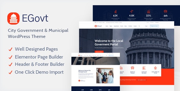 Download EGovt – City Government WordPress Theme Nulled 