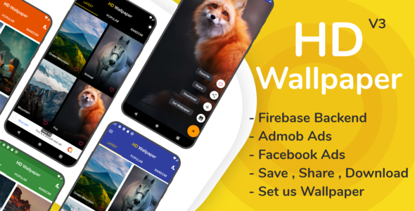 Download HD Wallpaper Android app with Firebase Backend, Admob and Facebook Ads Nulled 